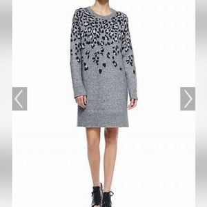 Gray Leopard Print Sweater Dress